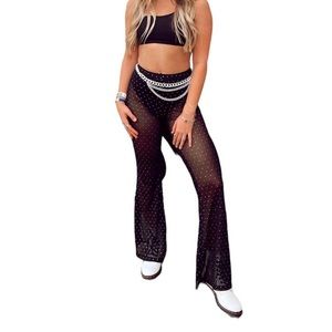 PRINCESS POLLY MOTEL HERLOM FLARE CRYSTAL NET BLACK